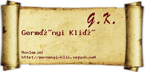 Germányi Klió névjegykártya